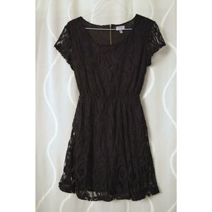 PARIS LA Black Rose Floral Lace LBD Little Black Dress | Size S